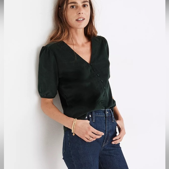 Madewell Corduroy Puff Sleeve Button FrontTop - Picture 2 of 9